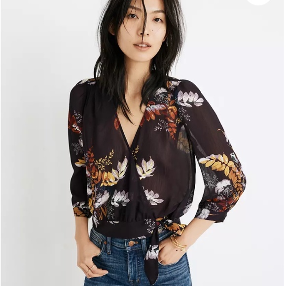 Madewell Wrap Top in Blooming Oasis - Picture 1 of 7